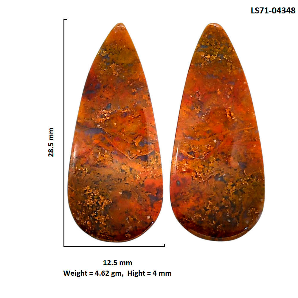Rare Cady Mountain Agate Pair 12.5x28.5x4 mm Pear Shape Polished Gemstone LS71-04348