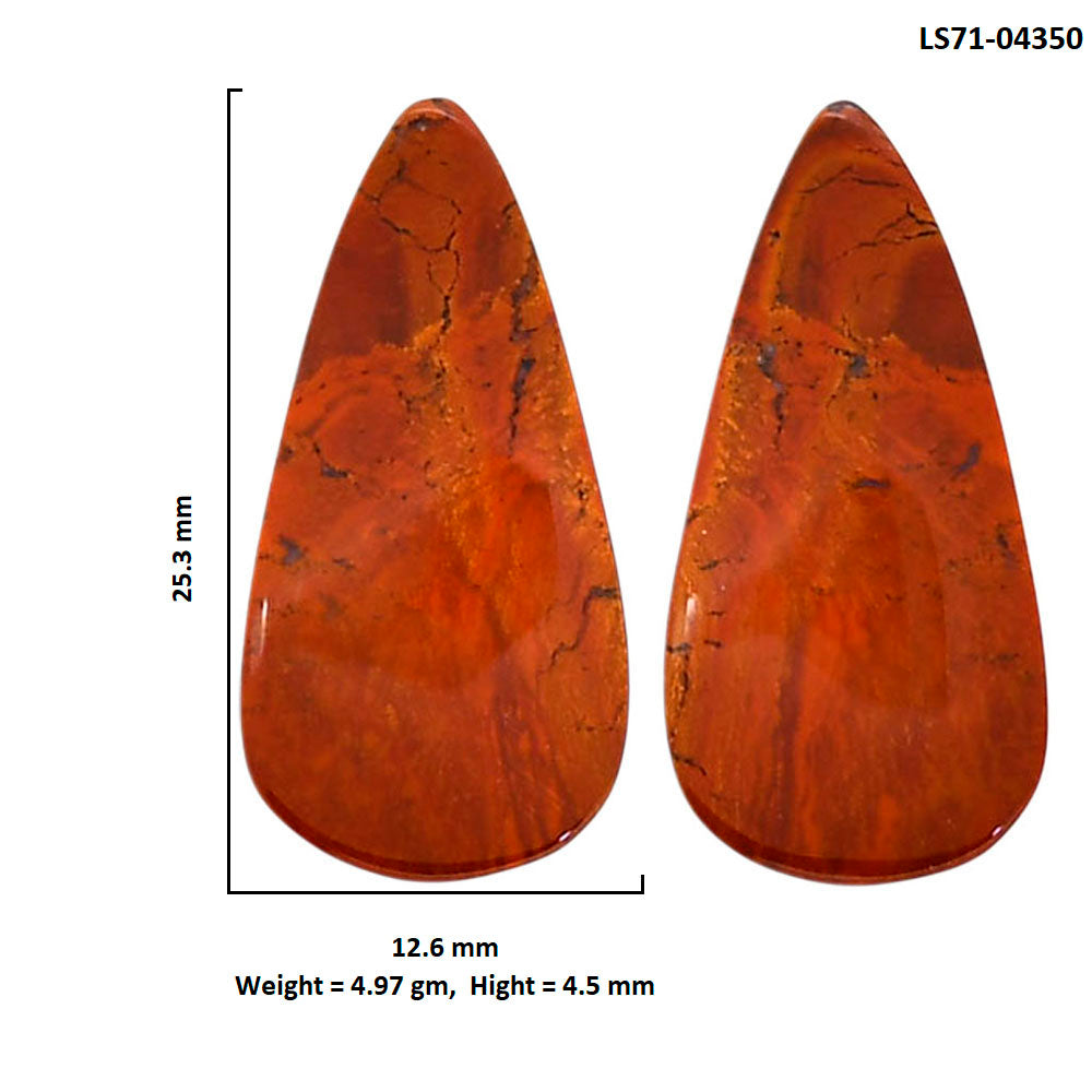 Rare Cady Mountain Agate Pair 12.6x25.3x4.5 mm Pear Shape Polished Gemstone LS71-04350