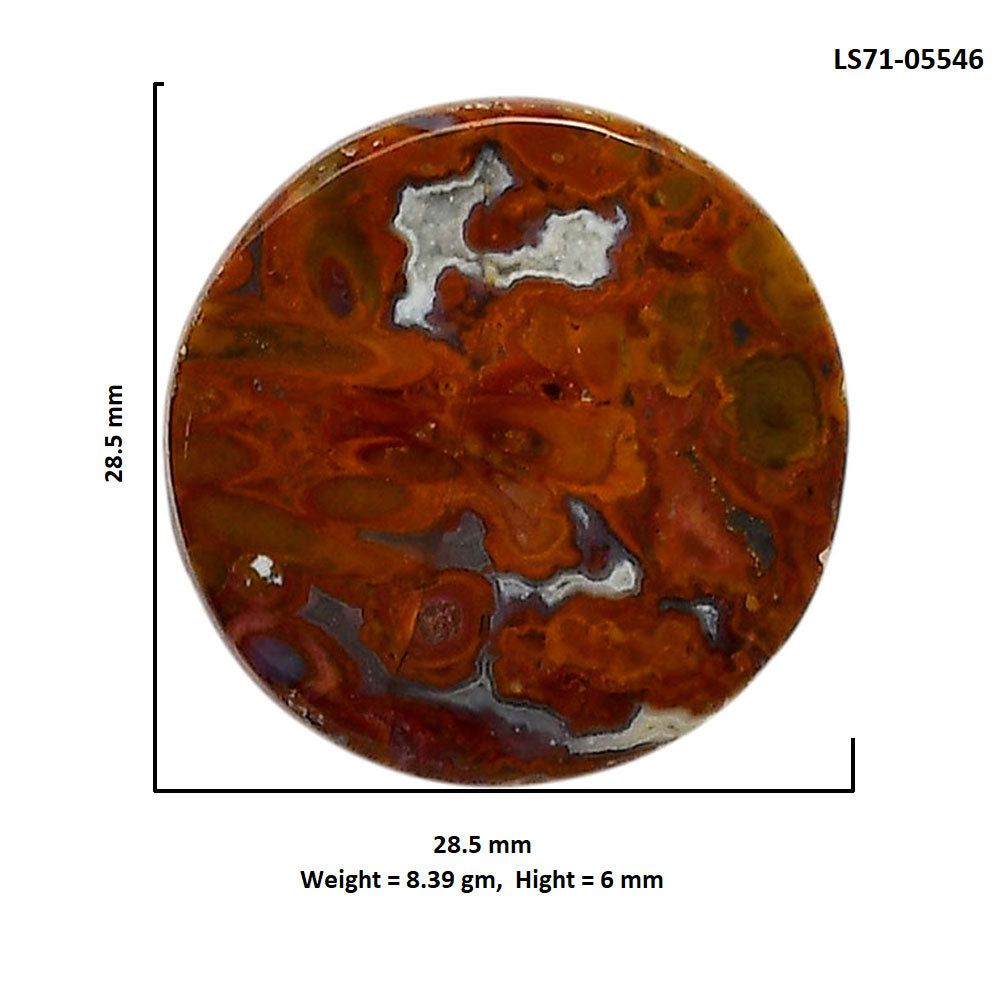Rare Cady Mountain Agate 28.5x28.5x6 mm Round Shape Polished Gemstone LS71-05546