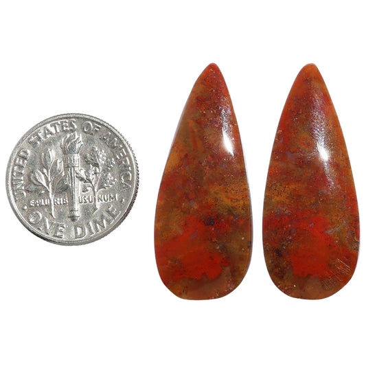 Rare Cady Mountain Agate Pair 13x31.6x4 mm Pear Shape Polished Gemstone LS71-07258