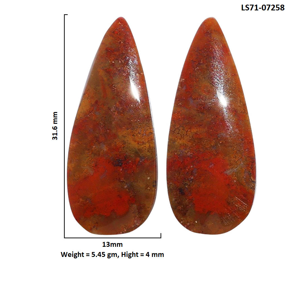 Rare Cady Mountain Agate Pair 13x31.6x4 mm Pear Shape Polished Gemstone LS71-07258
