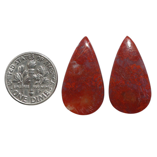 Rare Cady Mountain Agate Pair 14.2x26x4 mm Pear Shape Polished Gemstone LS71-07612