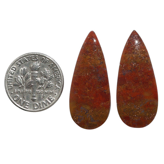 Rare Cady Mountain Agate Pair 12.5x29.1x4 mm Pear Shape Polished Gemstone LS71-07615