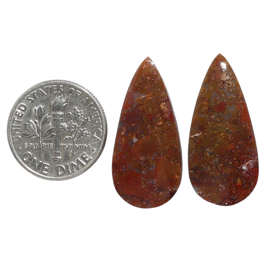 Rare Cady Mountain Agate Pair 12.5x26.75x3.8 mm Pear Shape Polished Gemstone LS71-07626