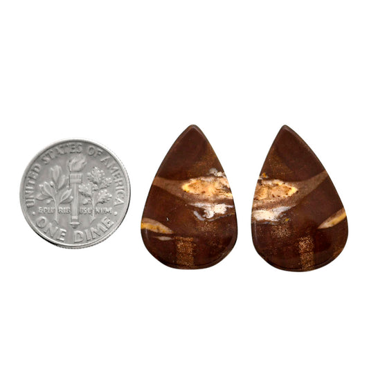 Outback Jasper Pair 15.5x23.5x4 mm Pear Shape Polished Gemstone LS72-04448
