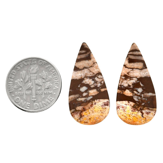 Outback Jasper Pair 13x26.15x3.7 mm Pear Shape Polished Gemstone LS72-04450