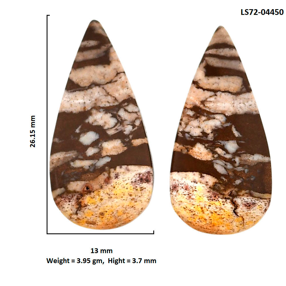Outback Jasper Pair 13x26.15x3.7 mm Pear Shape Polished Gemstone LS72-04450
