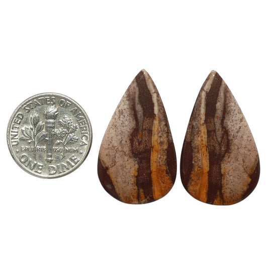 Outback Jasper Pair 16.4x27.8x3.5 mm Pear Shape Polished Gemstone LS72-07428