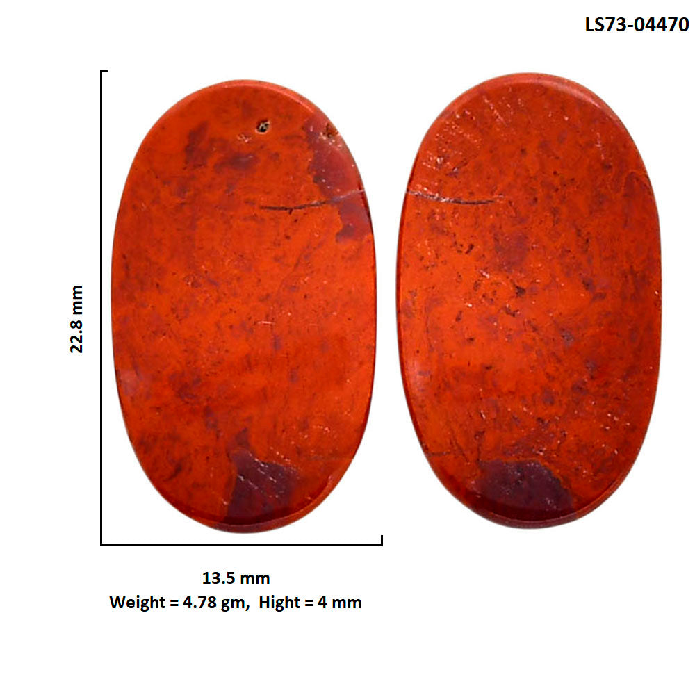 Red Moss Agate Pair 13.5x22.8x4 mm Oval Shape Polished Gemstone LS73-04470