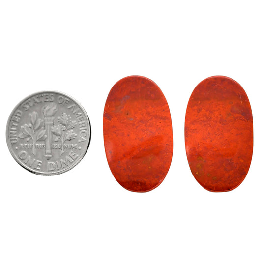 Red Moss Agate Pair 14.5x24.3x4.7 mm Oval Shape Polished Gemstone LS73-04474