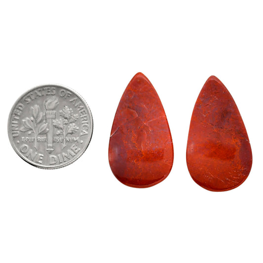 Red Moss Agate Pair 13.8x24.1x4 mm Pear Shape Polished Gemstone LS73-04479