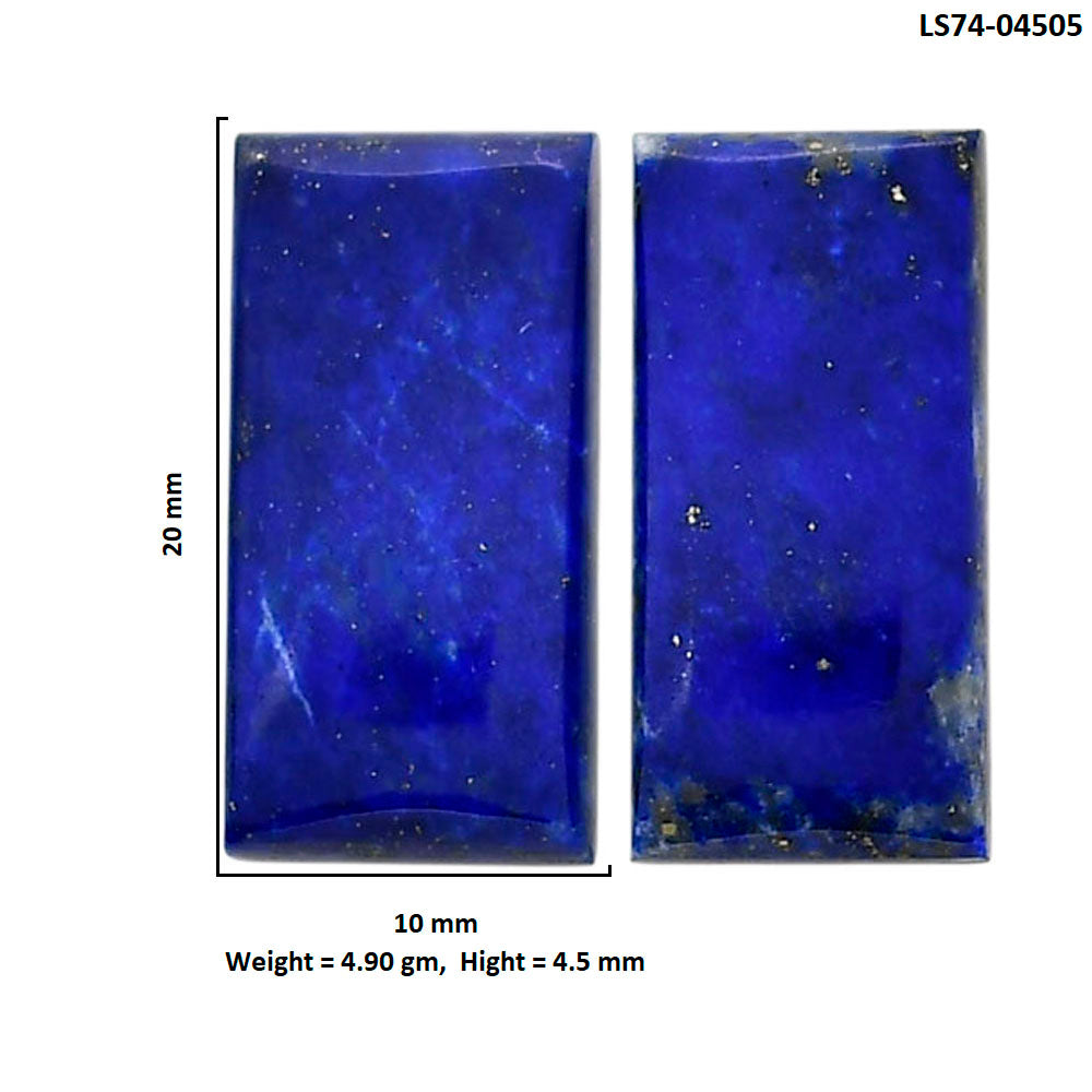 Lapis Lazuli Pair 10x20x4.5 mm Baguette Shape Polished Gemstone LS74-04505