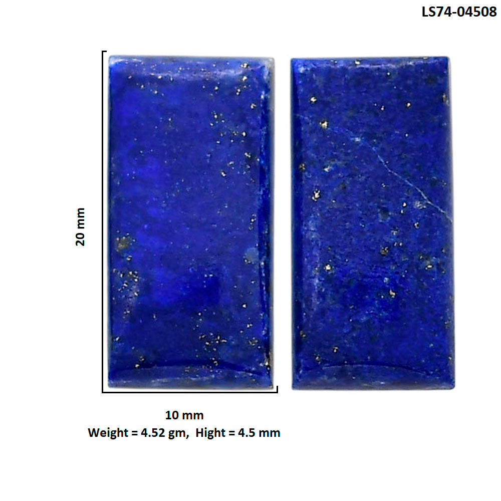 Lapis Lazuli Pair 10x20x4.5 mm Baguette Shape Polished Gemstone LS74-04508