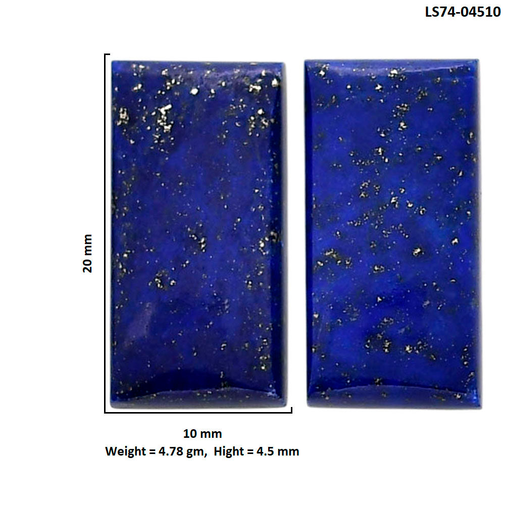 Lapis Lazuli Pair 10x20x4.5 mm Baguette Shape Polished Gemstone LS74-04510