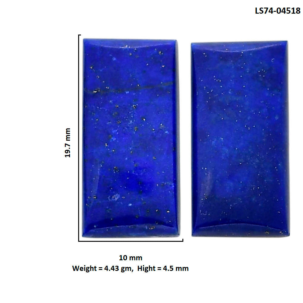 Lapis Lazuli Pair 10x19.7x4.5 mm Baguette Shape Polished Gemstone LS74-04518