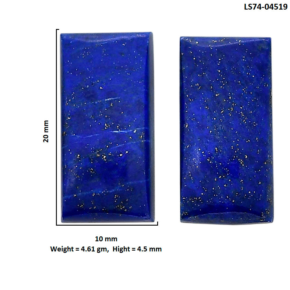 Lapis Lazuli Pair 10x20x4.5 mm Baguette Shape Polished Gemstone LS74-04519