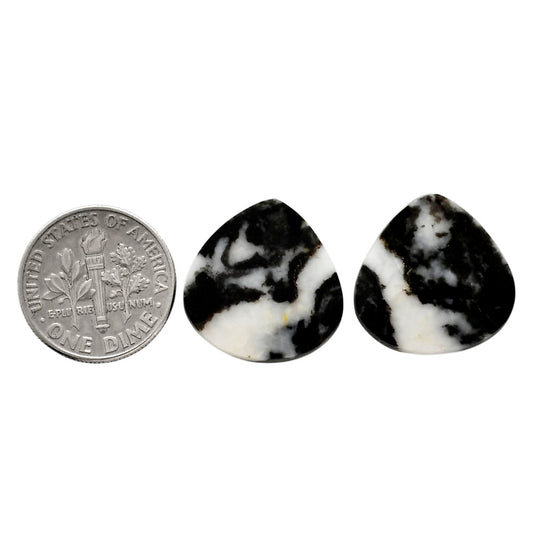 Black Zebra Jasper Pair 18.2x18.3x3.5 mm Heart Shape Polished Gemstone LS75-04571