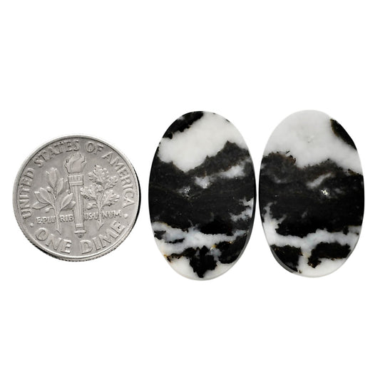 Black Zebra Jasper Pair 14.9x23.3x4 mm Oval Shape Polished Gemstone LS75-04576