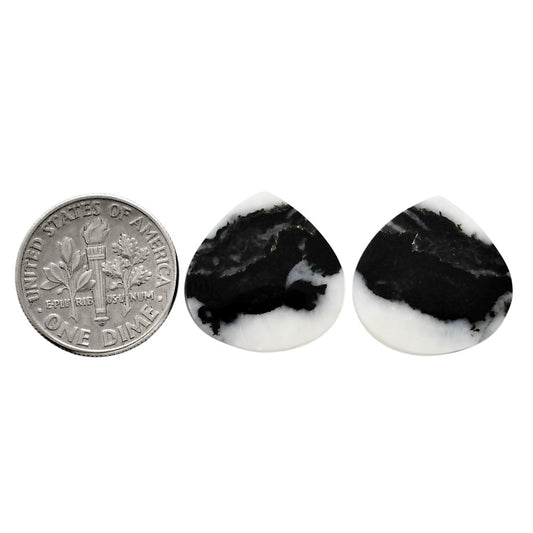 Black Zebra Jasper Pair 17.5x17.5x3.5 mm Heart Shape Polished Gemstone LS75-04578