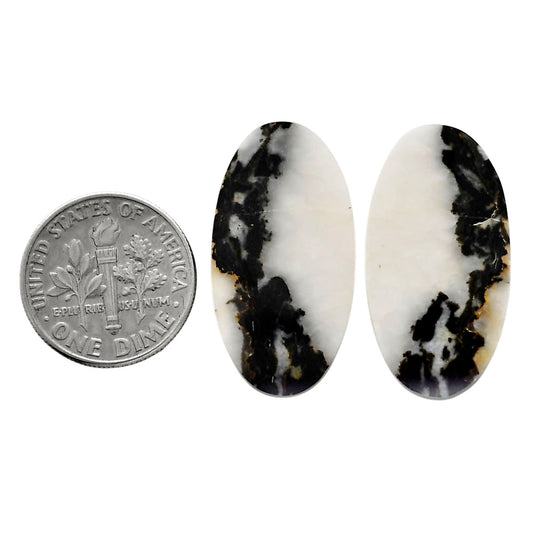 Black Zebra Jasper Pair 14.8x27.7x4 mm Oval Shape Polished Gemstone LS75-04585