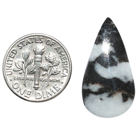 Black Zebra Jasper 13.7x25.9x4 mm Pear Shape Polished Gemstone LS75-08188