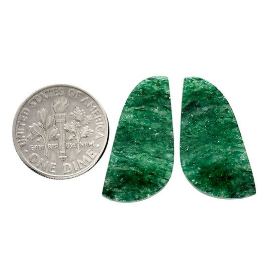 Green Aventurine Pair 12x25x4 mm Fancy Shape Polished Gemstone LS76-04764