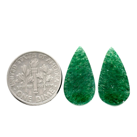 Green Aventurine Pair 10.2x19.25x3.8 mm Pear Shape Polished Gemstone LS76-04765