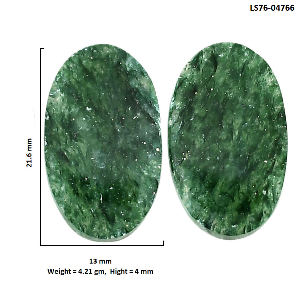 Green Aventurine Pair 13x21.6x4 mm Oval Shape Polished Gemstone LS76-04766