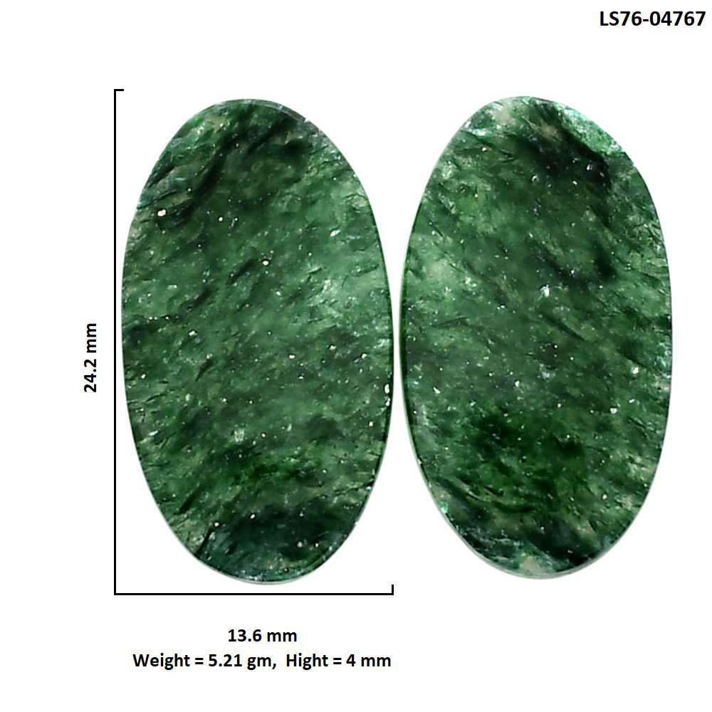 Green Aventurine Pair 13.6x24.2x4 mm Oval Shape Polished Gemstone LS76-04767