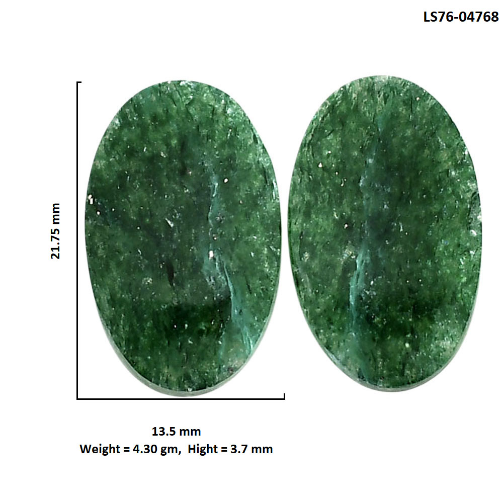Green Aventurine Pair 13.5x21.75x3.7 mm Oval Shape Polished Gemstone LS76-04768