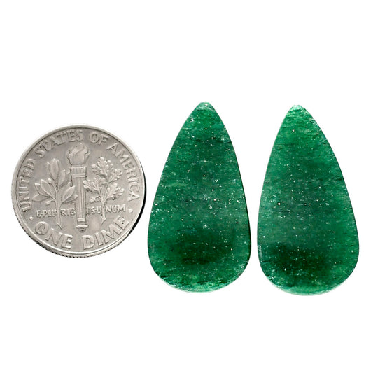 Green Aventurine Pair 13.7x25.4x4.3 mm Pear Shape Polished Gemstone LS76-04778