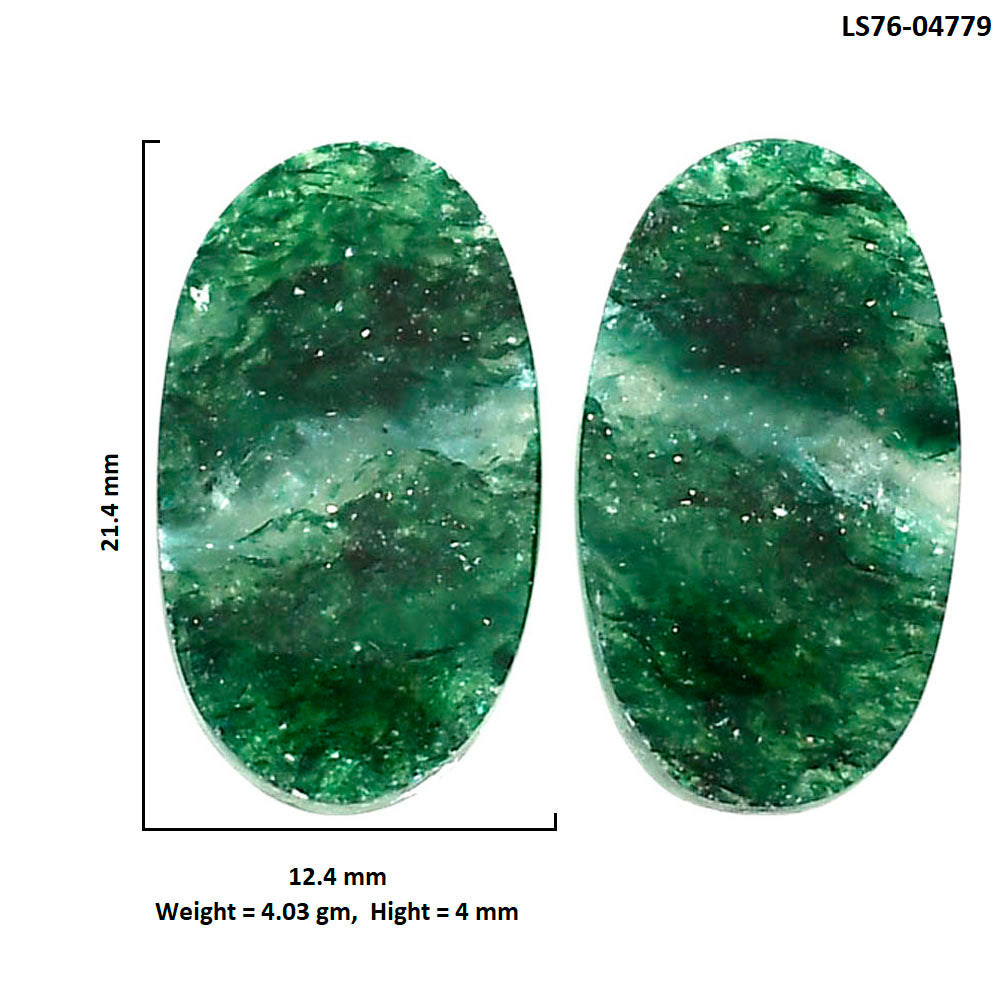 Green Aventurine Pair 12.4x21.4x4 mm Oval Shape Polished Gemstone LS76-04779