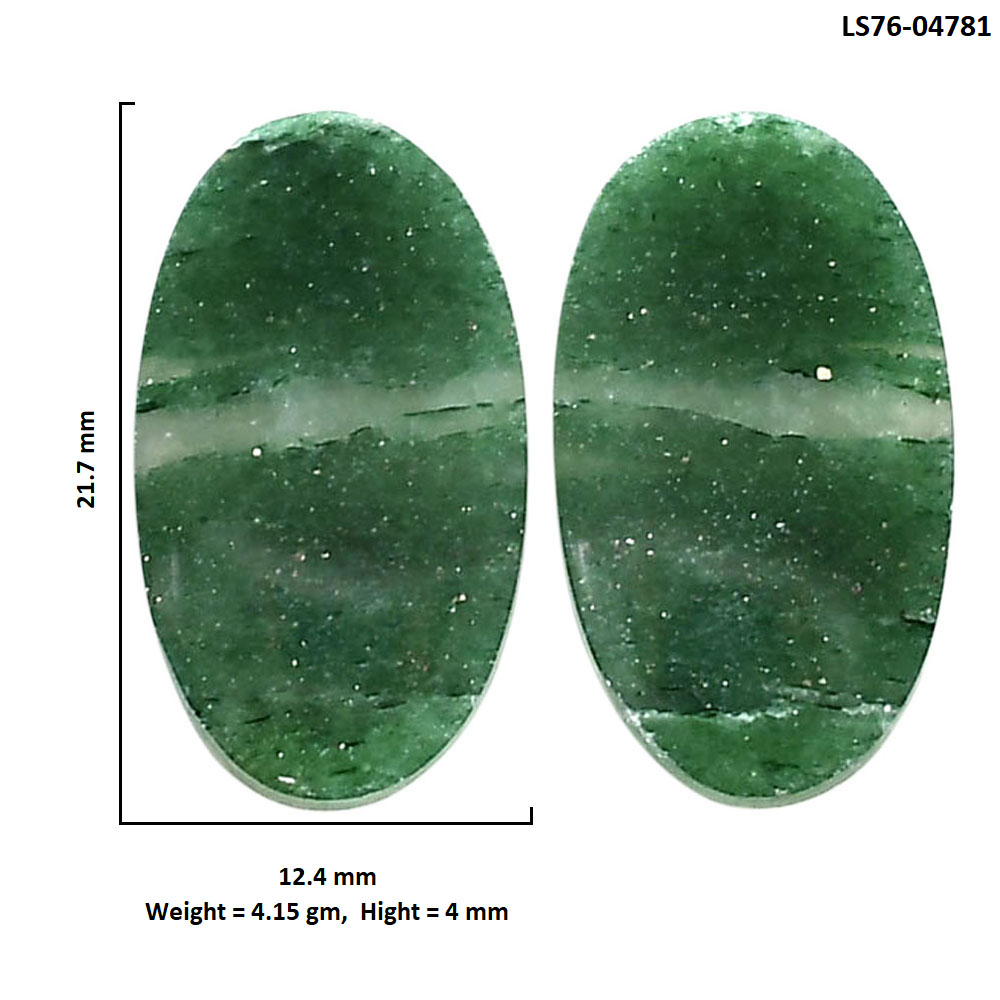Green Aventurine Pair 12.4x21.7x4 mm Oval Shape Polished Gemstone LS76-04781