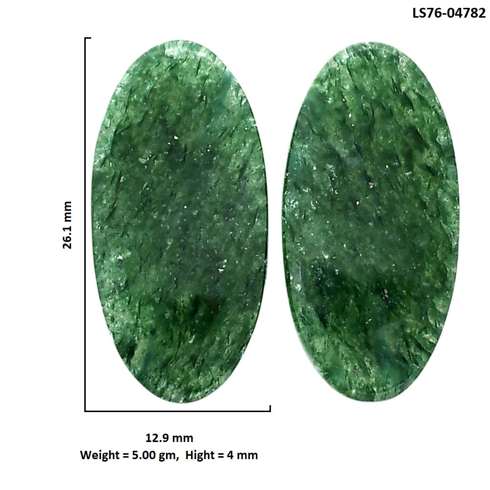 Green Aventurine Pair 12.9x26.1x4 mm Oval Shape Polished Gemstone LS76-04782