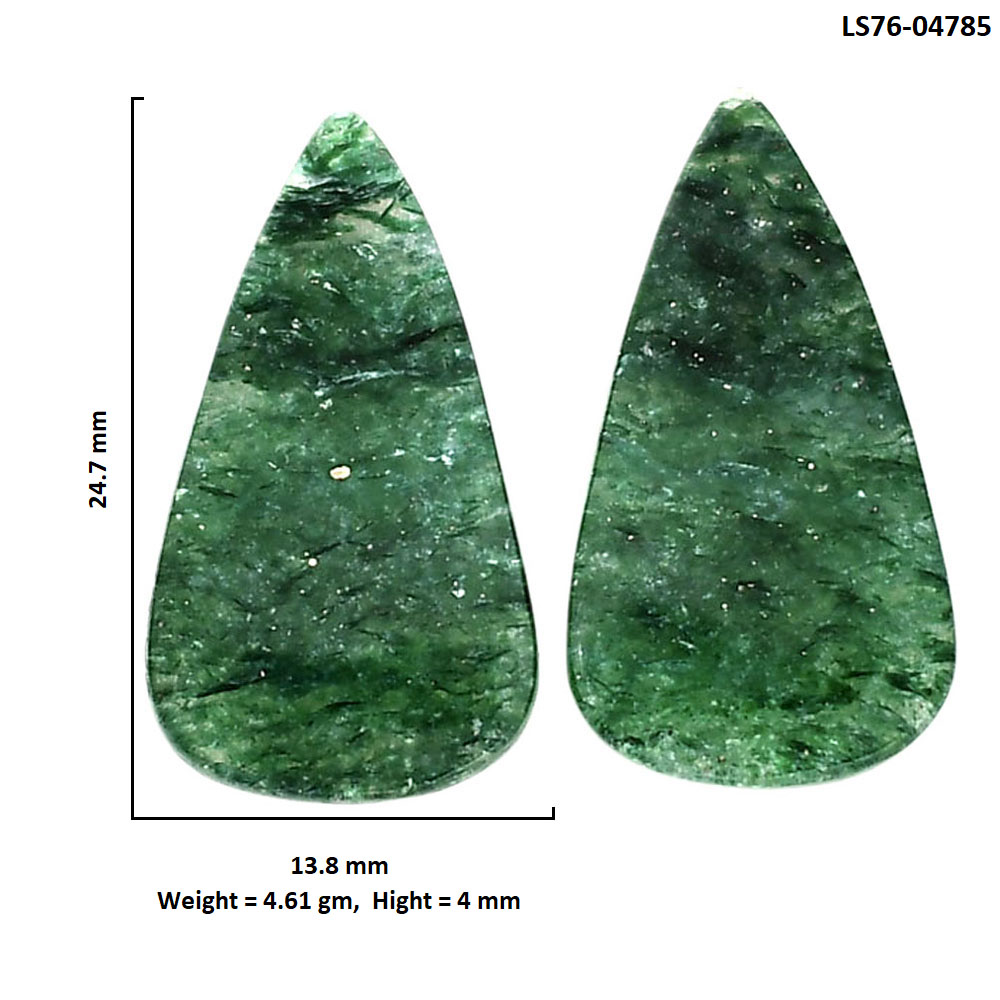 Green Aventurine Pair 13.8x24.7x4 mm Pear Shape Polished Gemstone LS76-04785