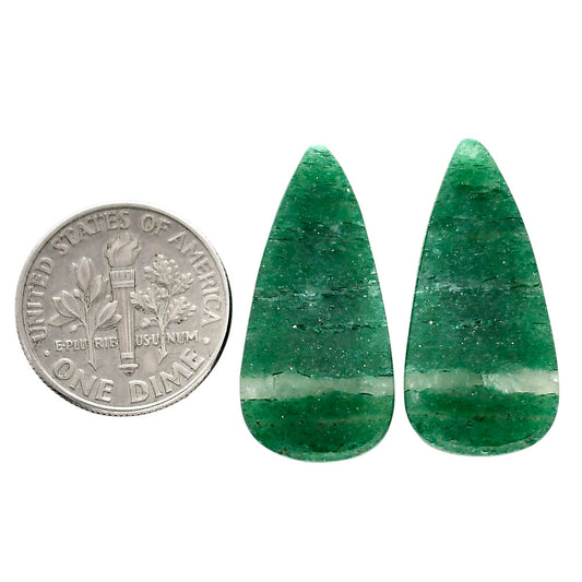Green Aventurine Pair 12.8x26.25x4 mm Pear Shape Polished Gemstone LS76-04786