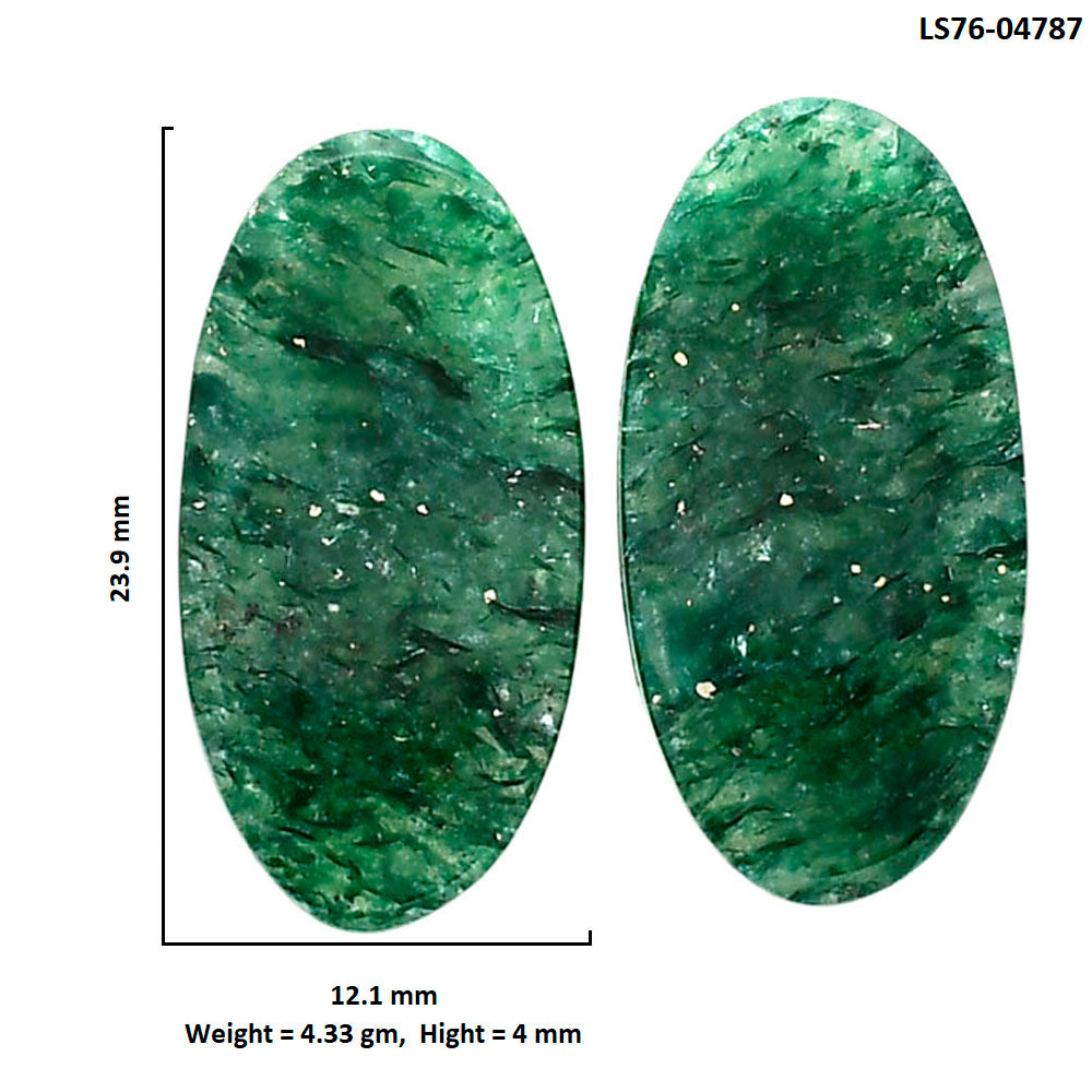 Green Aventurine Pair 12.1x23.9x4 mm Oval Shape Polished Gemstone LS76-04787