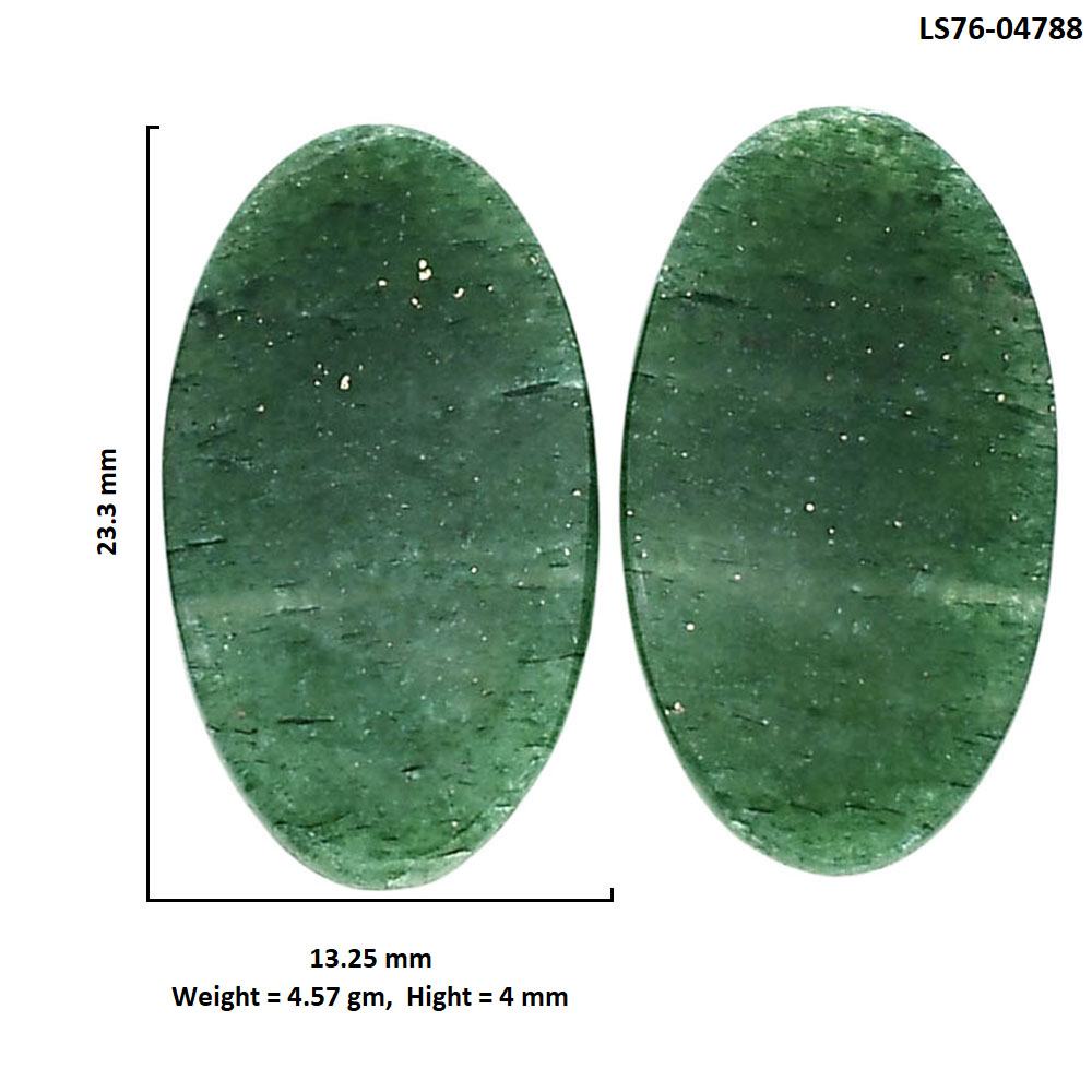 Green Aventurine Pair 13.25x23.3x4 mm Oval Shape Polished Gemstone LS76-04788