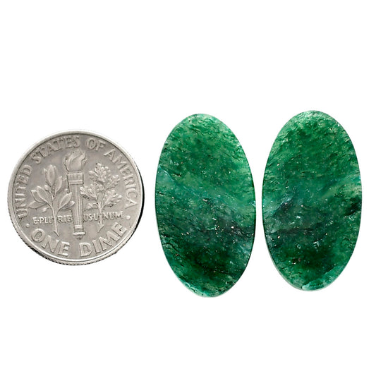 Green Aventurine Pair 13.1x23.8x4 mm Oval Shape Polished Gemstone LS76-04789