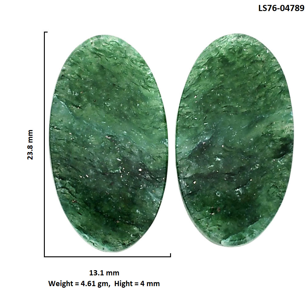 Green Aventurine Pair 13.1x23.8x4 mm Oval Shape Polished Gemstone LS76-04789