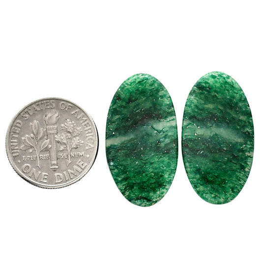 Green Aventurine Pair 14x25.6x4 mm Oval Shape Polished Gemstone LS76-04791