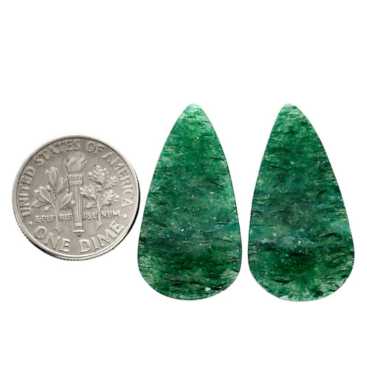 Green Aventurine Pair 14.8x27.7x4 mm Pear Shape Polished Gemstone LS76-04793