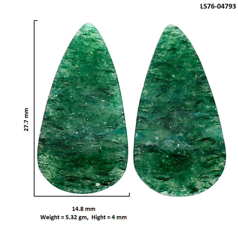 Green Aventurine Pair 14.8x27.7x4 mm Pear Shape Polished Gemstone LS76-04793