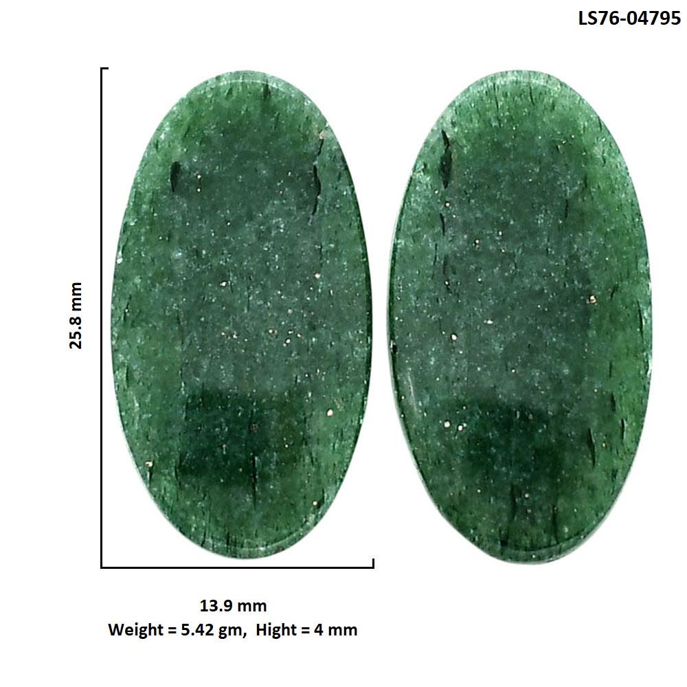 Green Aventurine Pair 13.9x25.8x4 mm Oval Shape Polished Gemstone LS76-04795