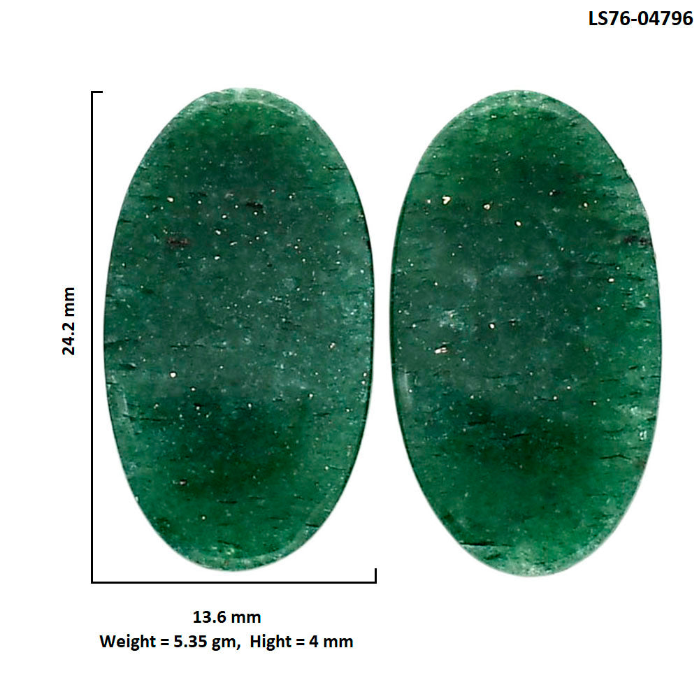 Green Aventurine Pair 13.6x24.2x4 mm Oval Shape Polished Gemstone LS76-04796