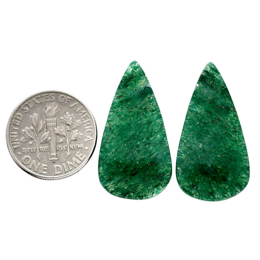 Green Aventurine Pair 14.6x27.4x4 mm Pear Shape Polished Gemstone LS76-04798