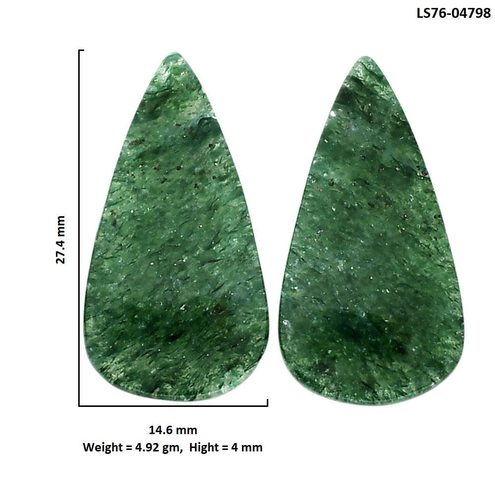 Green Aventurine Pair 14.6x27.4x4 mm Pear Shape Polished Gemstone LS76-04798