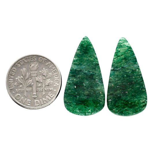 Green Aventurine Pair 13.1x25.5x4 mm Pear Shape Polished Gemstone LS76-04800