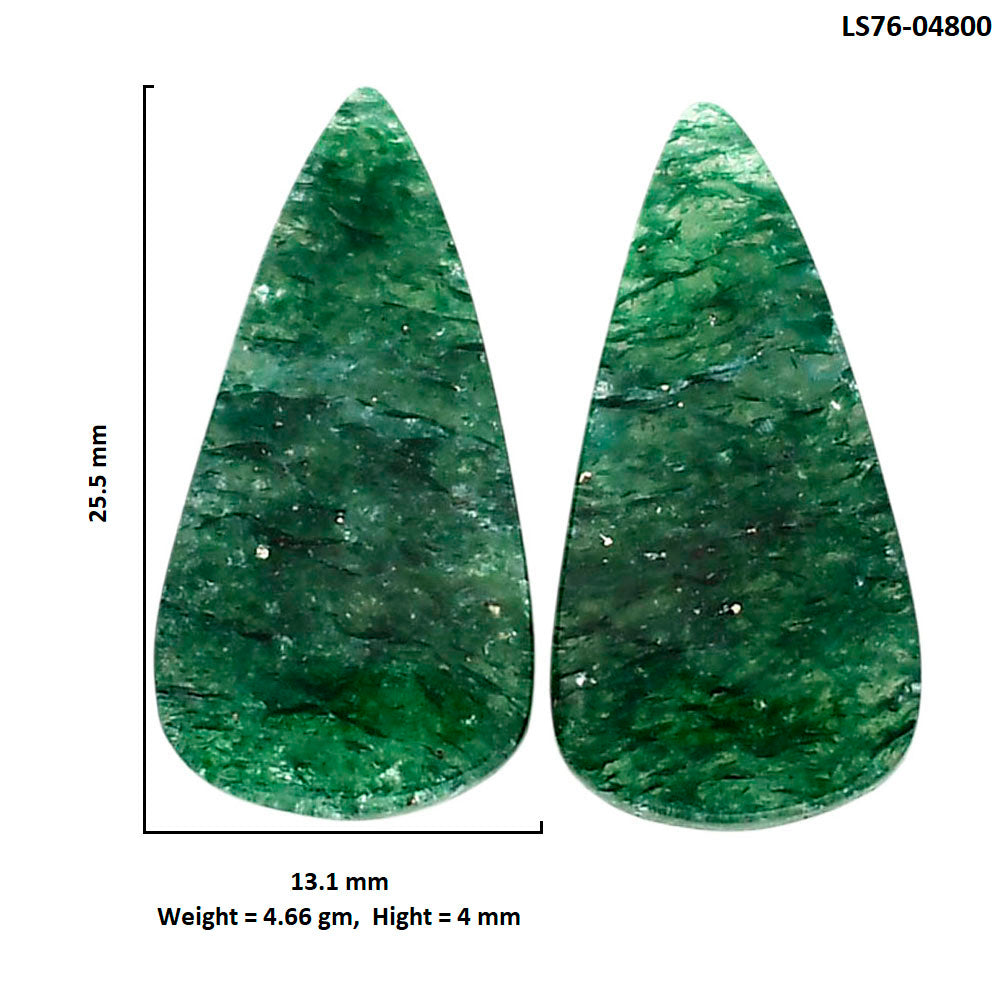 Green Aventurine Pair 13.1x25.5x4 mm Pear Shape Polished Gemstone LS76-04800