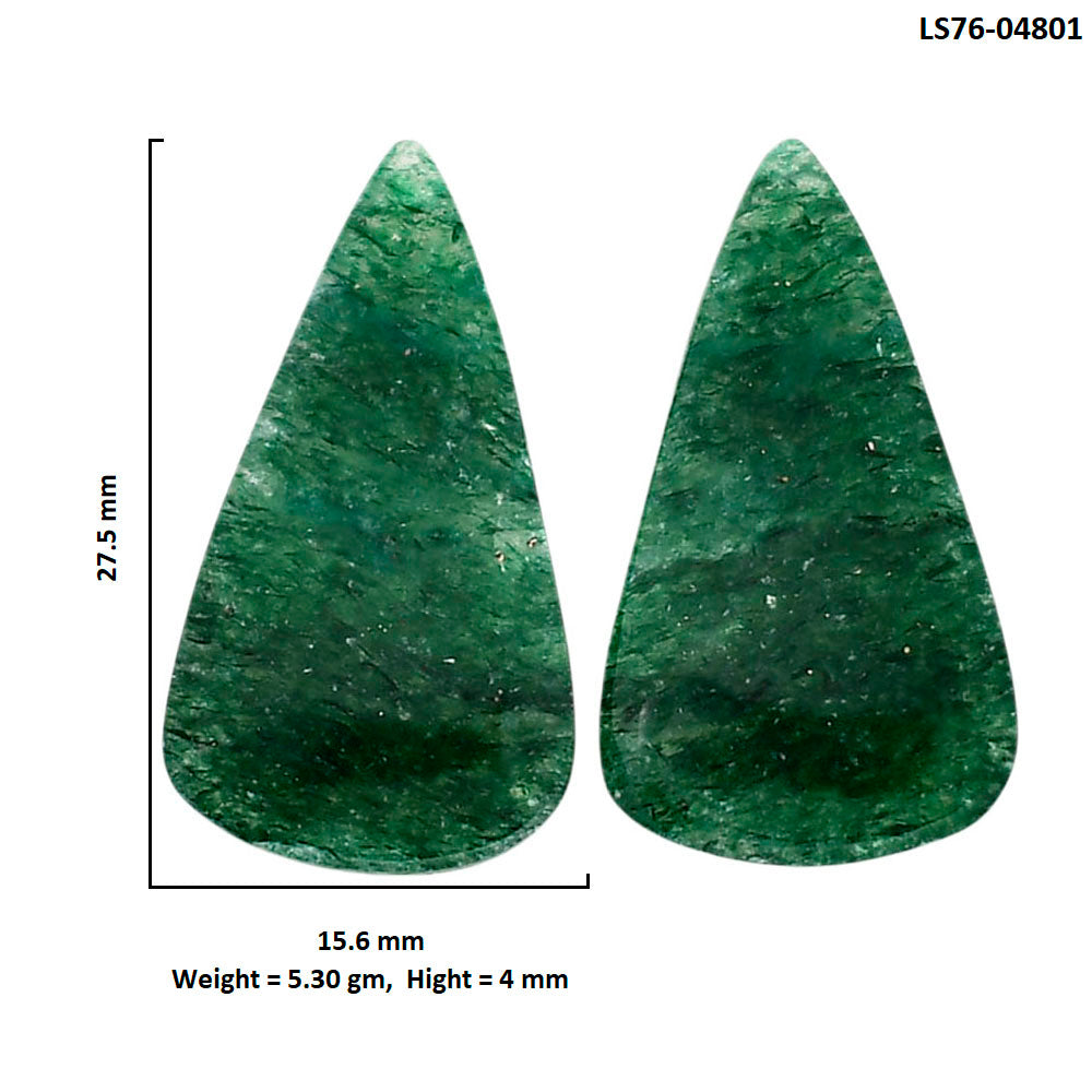 Green Aventurine Pair 15.6x27.5x4 mm Pear Shape Polished Gemstone LS76-04801